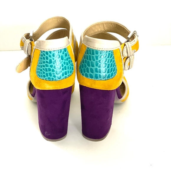 GEOX D Nolina suede pump. Open toe. Ochrey/Yellow / Grey - Picture 9 of 11